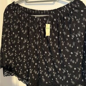 NWT Aerie Black Floral Shorts-Large